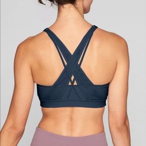 Athleta Black Strappy Sports Bra in Powervita